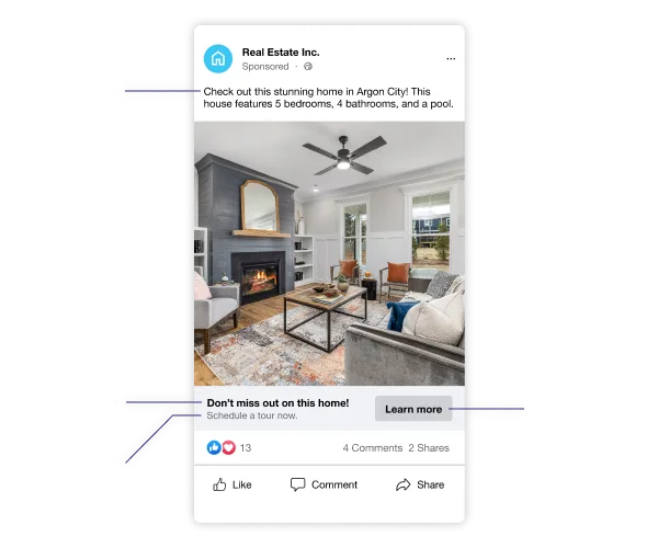 Real estate ad with character limits
